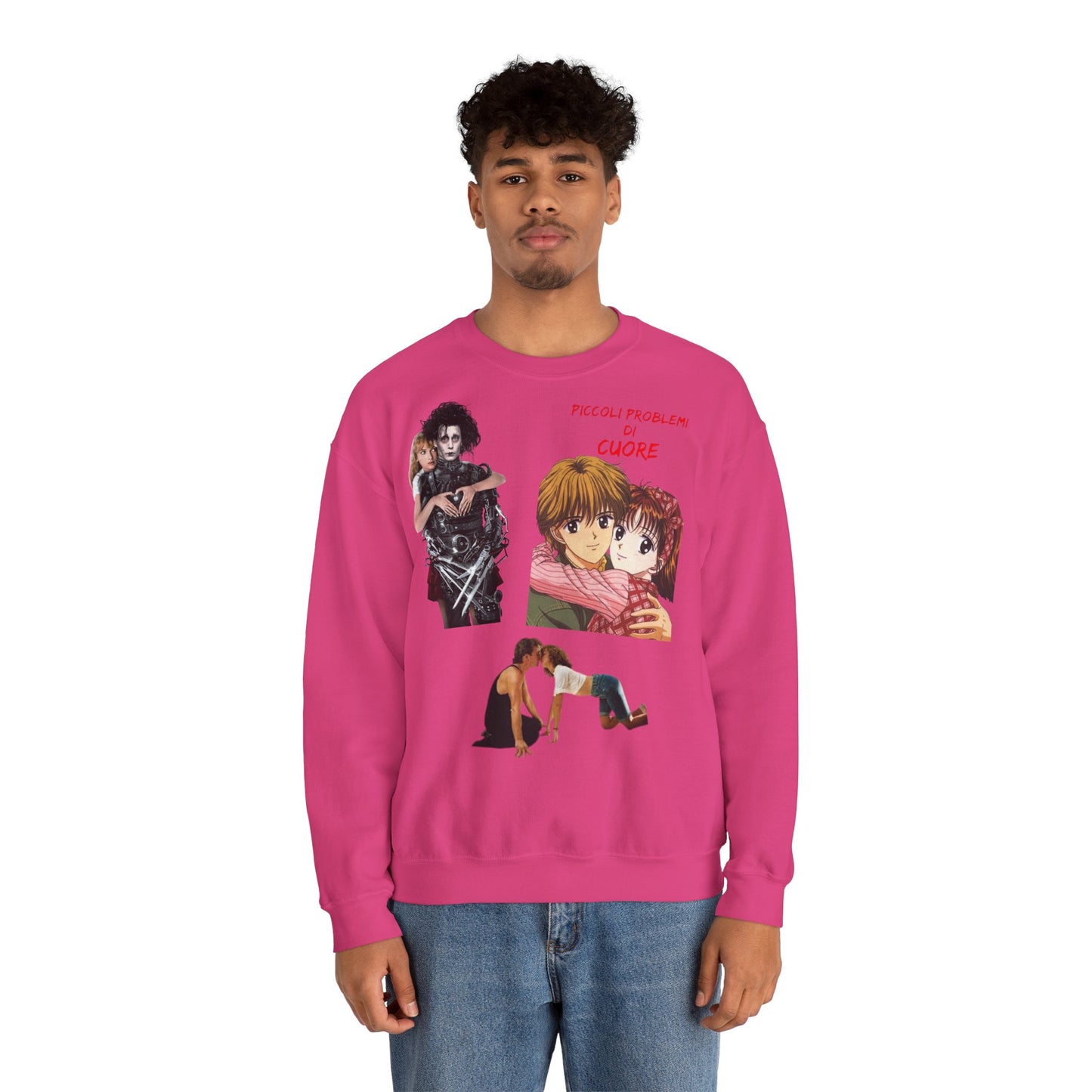 Felpa Unisex anni 90 Anime Collage Crewneck Sweatshirt — Retro Romance & Gothic Art Graphic