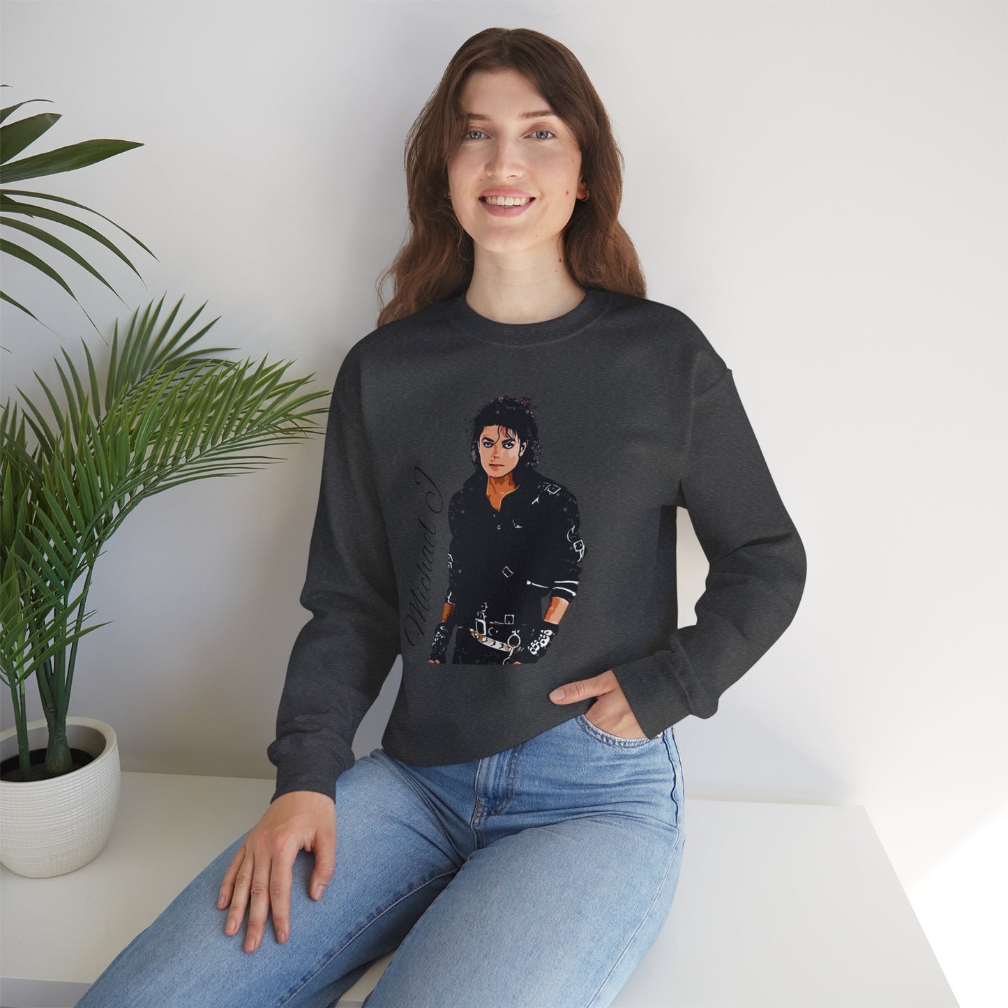 Felpa Michael J - Graphic Crewneck Sweatshirt — Retro Pop Icon Portrait