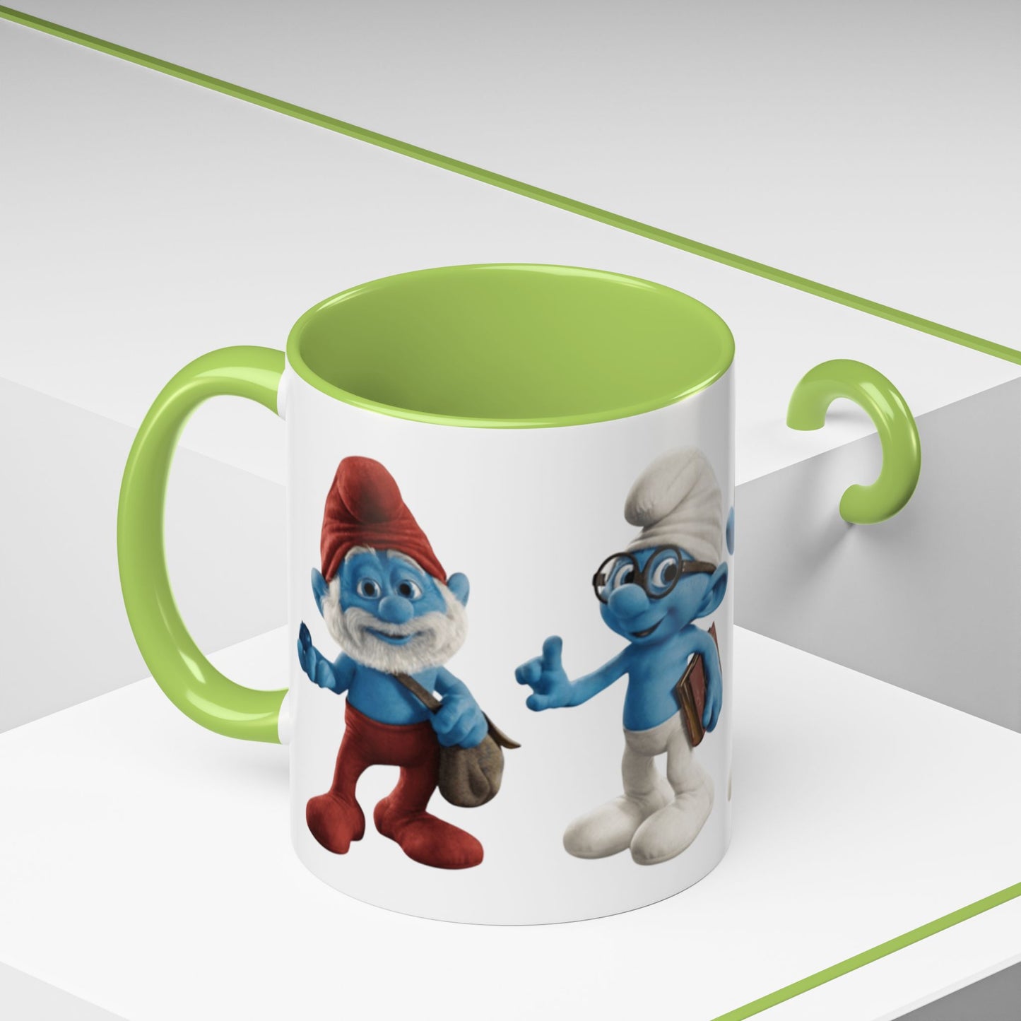 TAZZA PUFFI 3D - Smurf Characters Accent Coffee Mug (11/15oz) — Blue Cartoon Family Coffee Cup