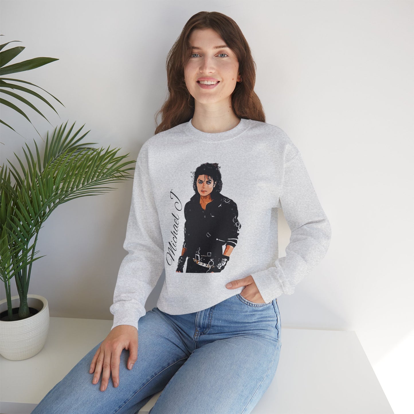 Felpa Michael J - Graphic Crewneck Sweatshirt — Retro Pop Icon Portrait