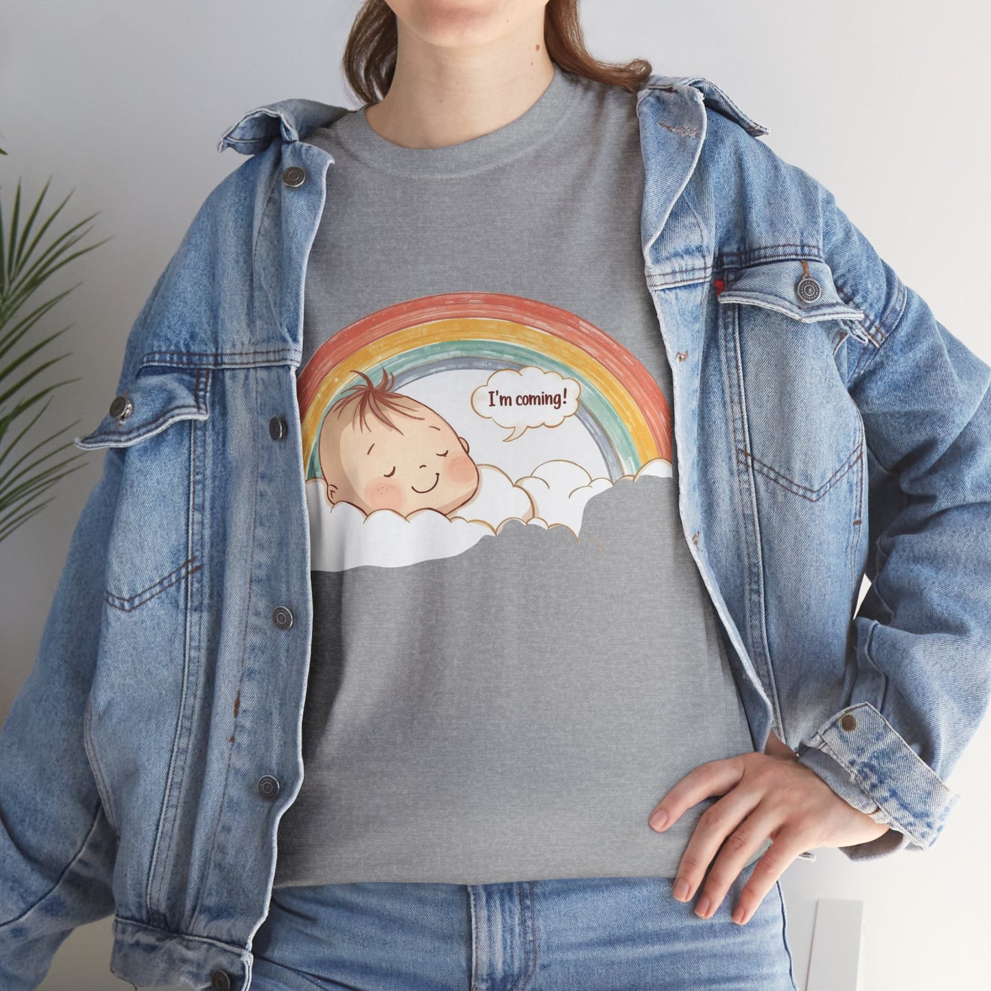 T-Shirt Premom Rainbow Baby I'M Coming