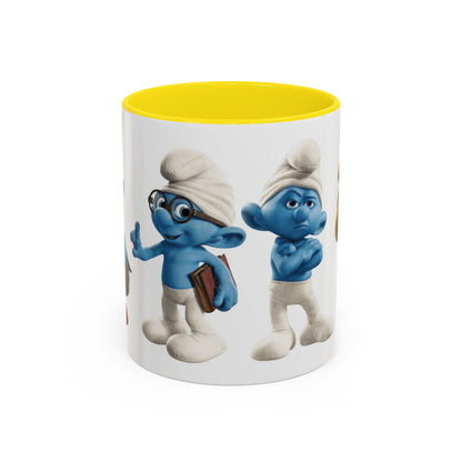 TAZZA PUFFI 3D - Smurf Characters Accent Coffee Mug (11/15oz) — Blue Cartoon Family Coffee Cup