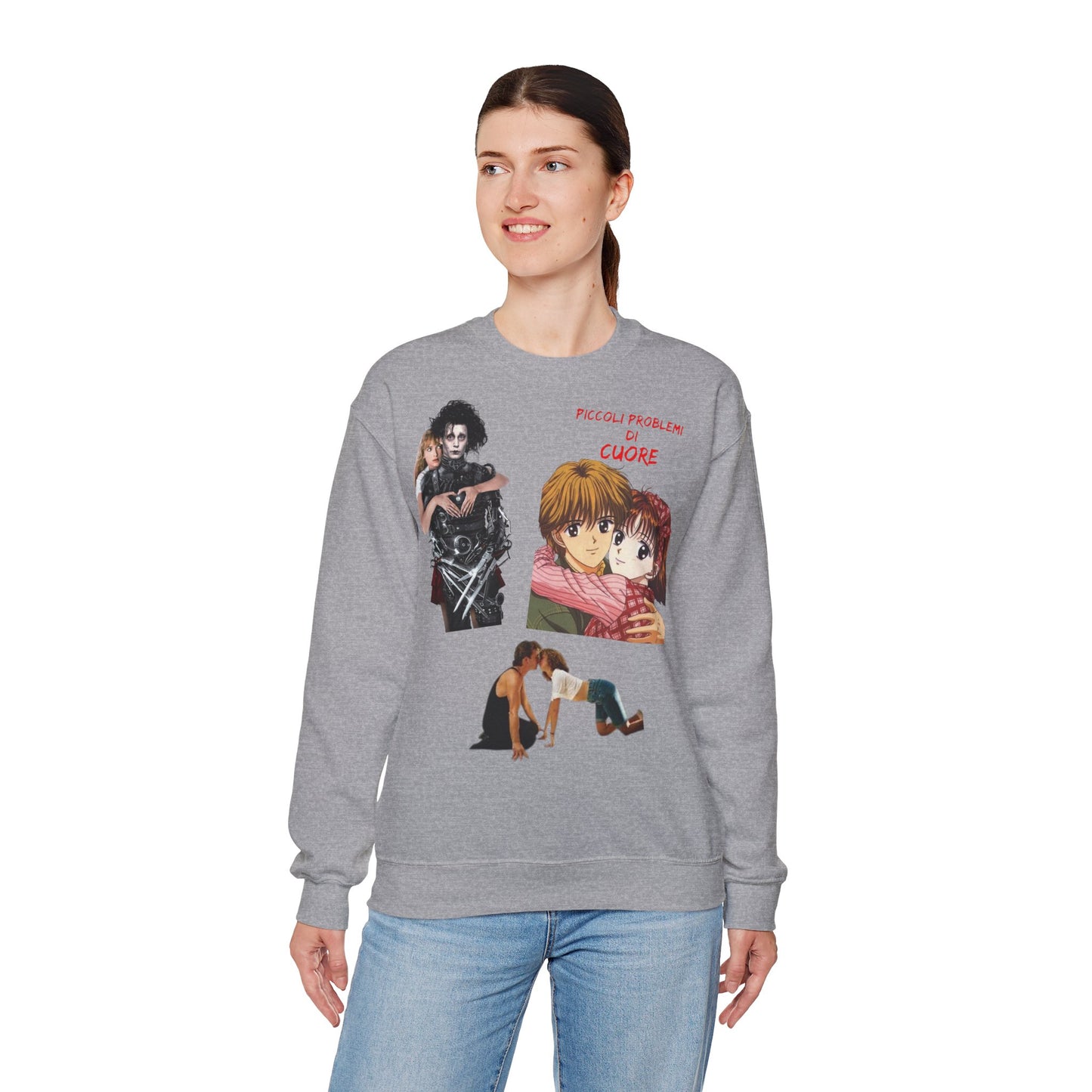 Felpa Unisex anni 90 Anime Collage Crewneck Sweatshirt — Retro Romance & Gothic Art Graphic