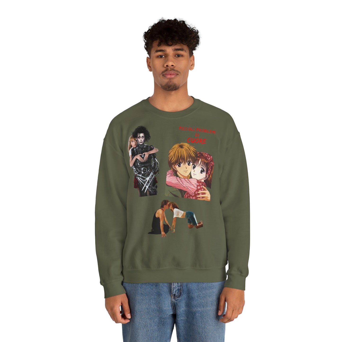Felpa Unisex anni 90 Anime Collage Crewneck Sweatshirt — Retro Romance & Gothic Art Graphic