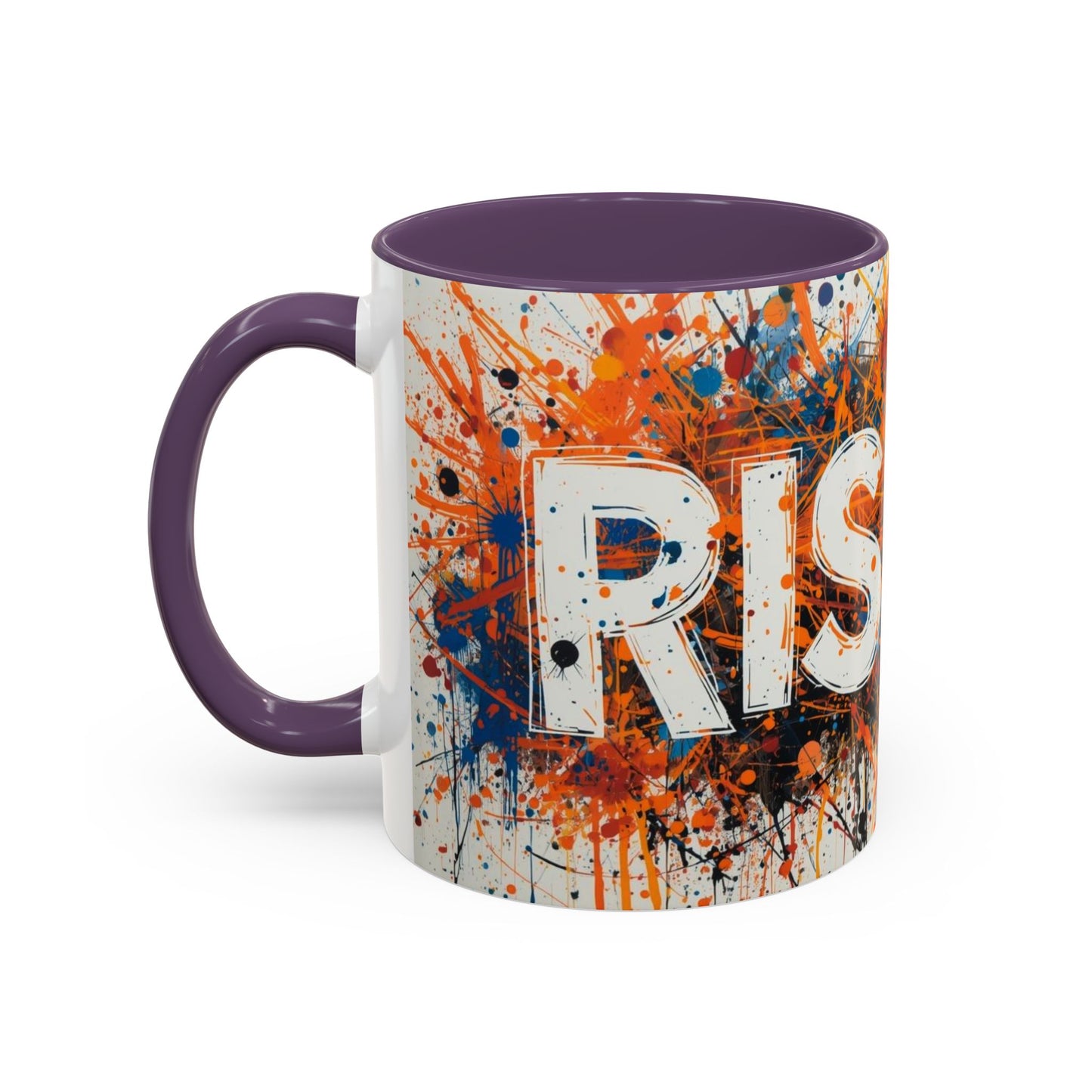 TAZZA Rise Up - Coffee Mug — Bold Orange Paint-Splash Motivational Mug (11/15oz)