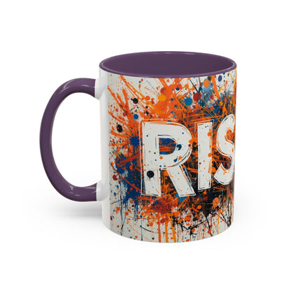TAZZA Rise Up - Coffee Mug — Bold Orange Paint-Splash Motivational Mug (11/15oz)