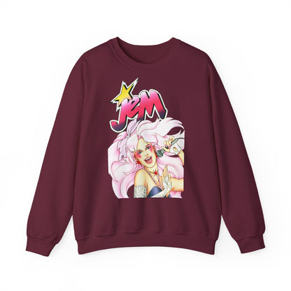 FELPA Jem & The Holograms Graphic Sweatshirt – Retro 80s Pink Cartoon Crewneck