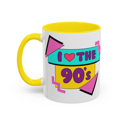 Tazza "I Love The 90s" Accent Coffee Mug — Retro 90s Nostalgia Ceramic Mug