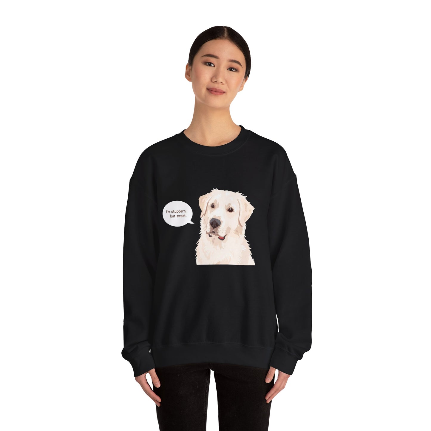FELPA GIROCOLLO - SONO TESTARDO MA DOLCE Cute Dog Quote Crewneck Sweatshirt