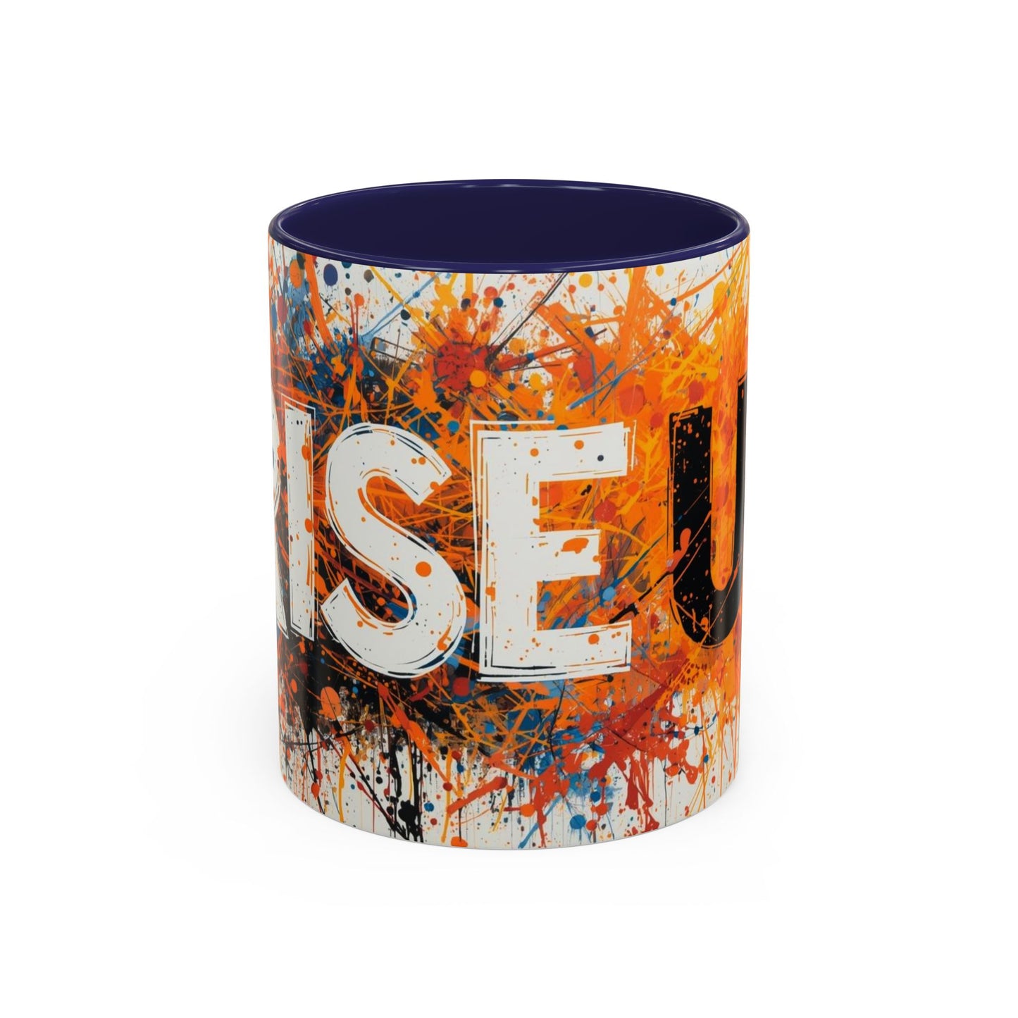 TAZZA Rise Up - Coffee Mug — Bold Orange Paint-Splash Motivational Mug (11/15oz)