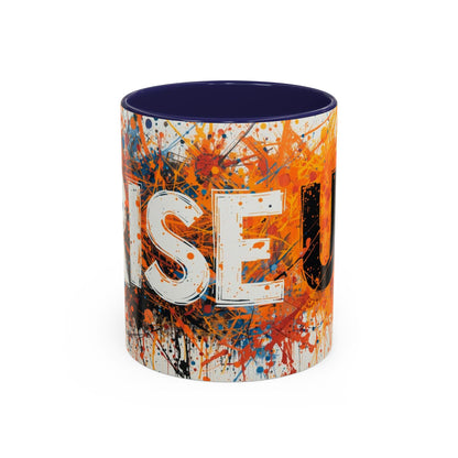 TAZZA Rise Up - Coffee Mug — Bold Orange Paint-Splash Motivational Mug (11/15oz)