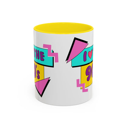 Tazza "I Love The 90s" Accent Coffee Mug — Retro 90s Nostalgia Ceramic Mug
