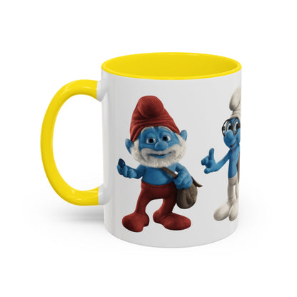 TAZZA PUFFI 3D - Smurf Characters Accent Coffee Mug (11/15oz) — Blue Cartoon Family Coffee Cup