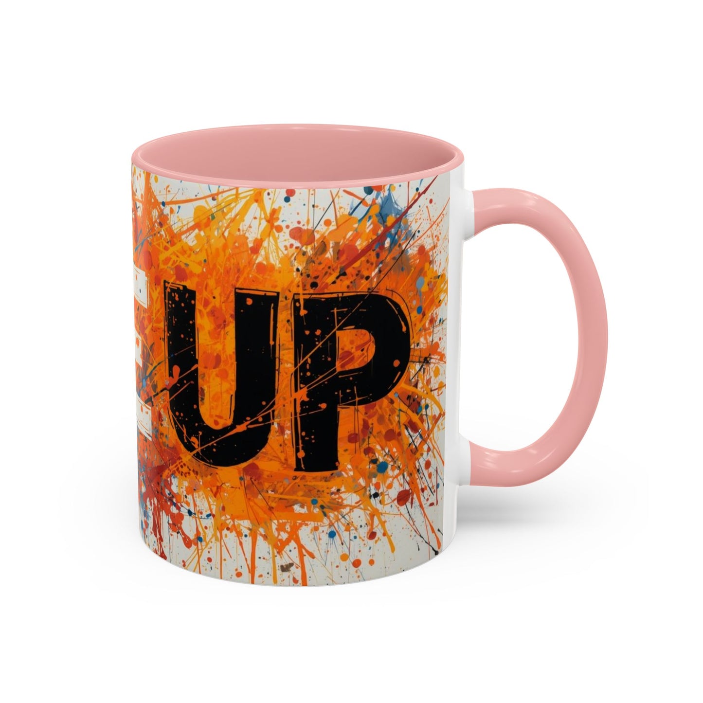 TAZZA Rise Up - Coffee Mug — Bold Orange Paint-Splash Motivational Mug (11/15oz)