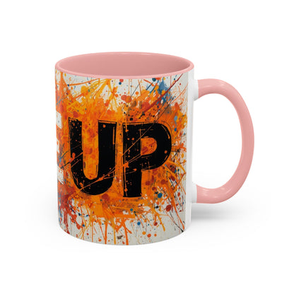 TAZZA Rise Up - Coffee Mug — Bold Orange Paint-Splash Motivational Mug (11/15oz)
