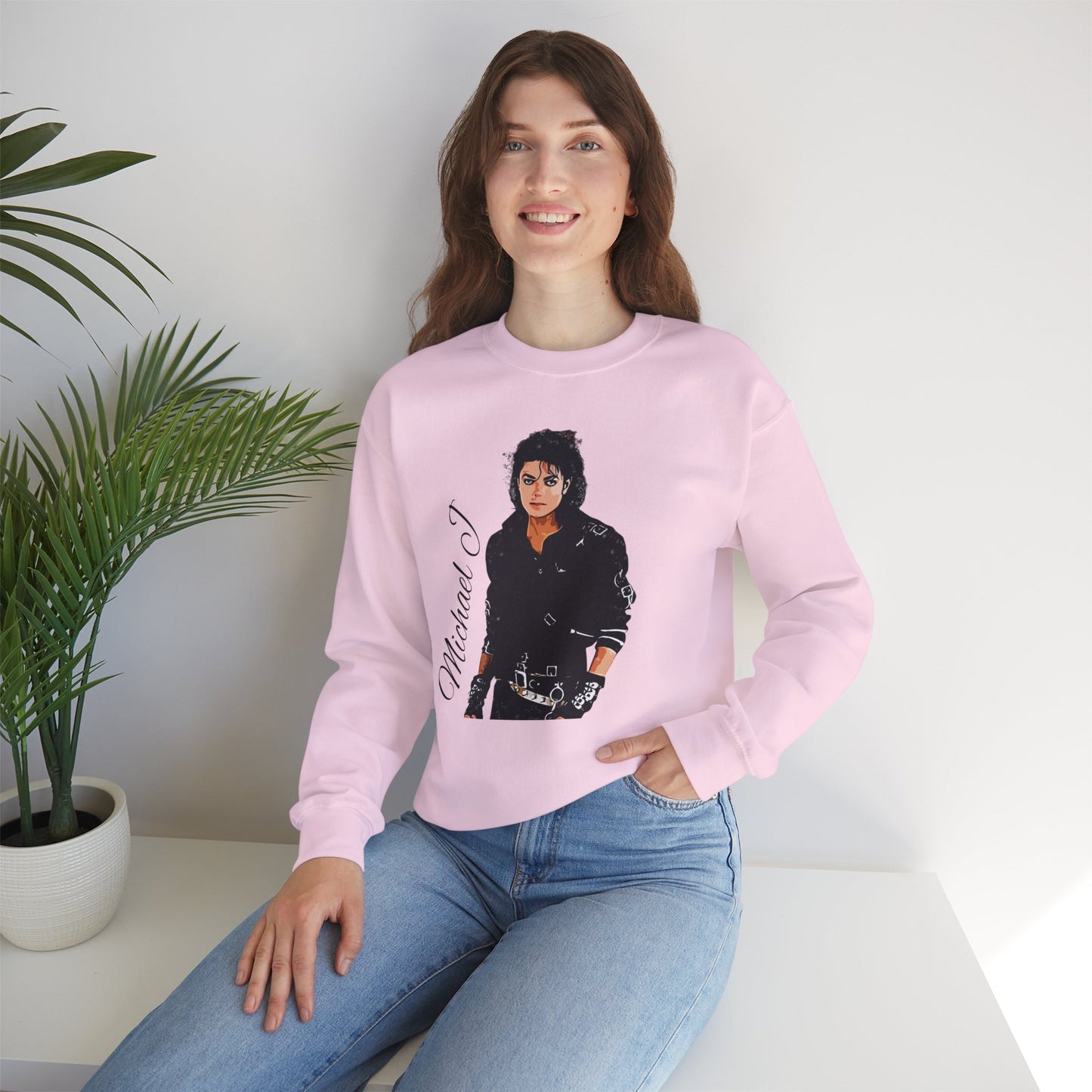 Felpa Michael J - Graphic Crewneck Sweatshirt — Retro Pop Icon Portrait