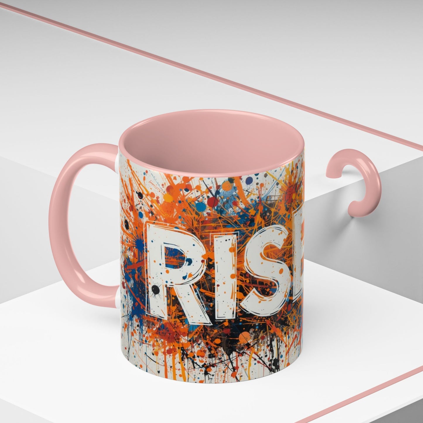 TAZZA Rise Up - Coffee Mug — Bold Orange Paint-Splash Motivational Mug (11/15oz)