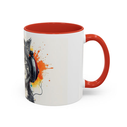TAZZA Coffee Mug — Colorful Music Kitty Accent Mug (11/15oz)