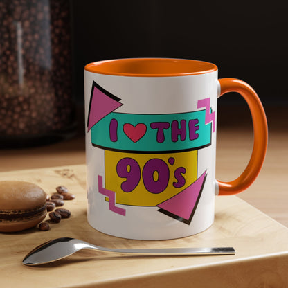 Tazza "I Love The 90s" Accent Coffee Mug — Retro 90s Nostalgia Ceramic Mug