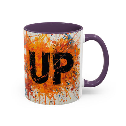 TAZZA Rise Up - Coffee Mug — Bold Orange Paint-Splash Motivational Mug (11/15oz)