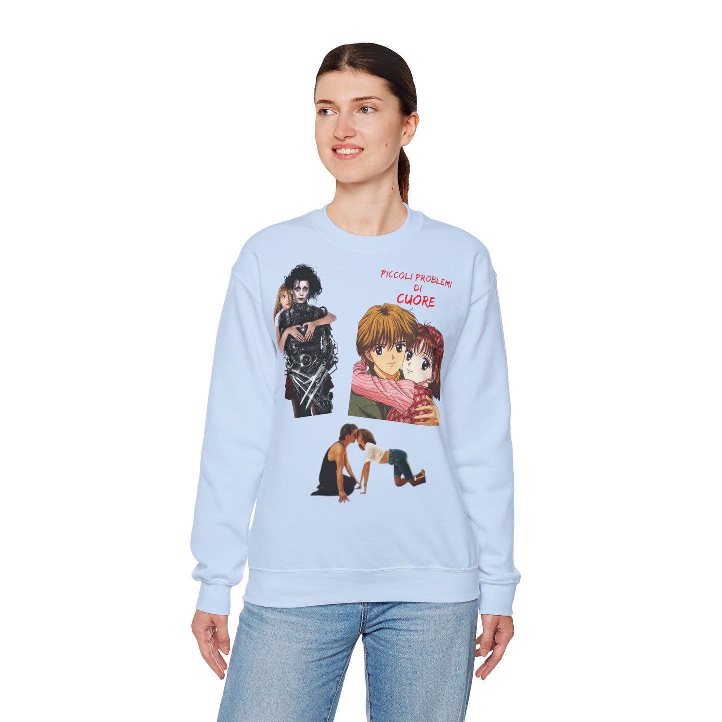 Felpa Unisex anni 90 Anime Collage Crewneck Sweatshirt — Retro Romance & Gothic Art Graphic