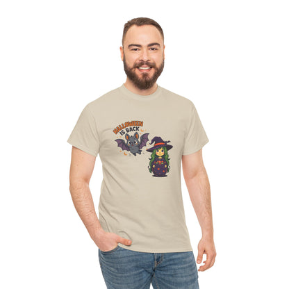 Maglietta strega di Halloween - Maglietta unisex in cotone pesante, Maglietta da strega carina, Maglietta con costume di Halloween, Abbigliamento spettrale, Maglietta "Dolcetto o scherzetto"