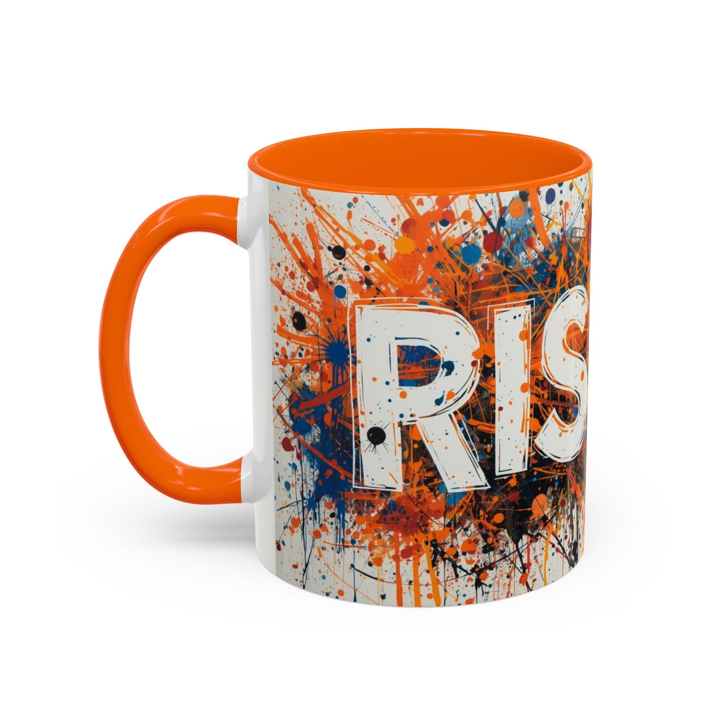 TAZZA Rise Up - Coffee Mug — Bold Orange Paint-Splash Motivational Mug (11/15oz)