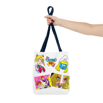 Borsa Tote 90s Anime Collage Tote Bag — Retro Sailor Moon & Cartoon Mashup AOP