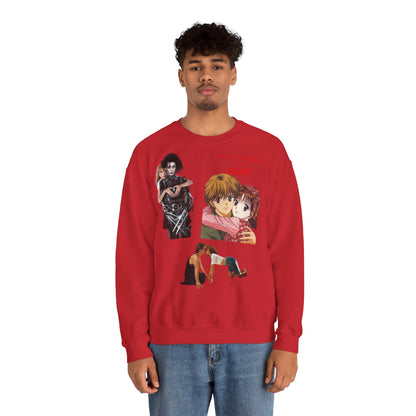 Felpa Unisex anni 90 Anime Collage Crewneck Sweatshirt — Retro Romance & Gothic Art Graphic