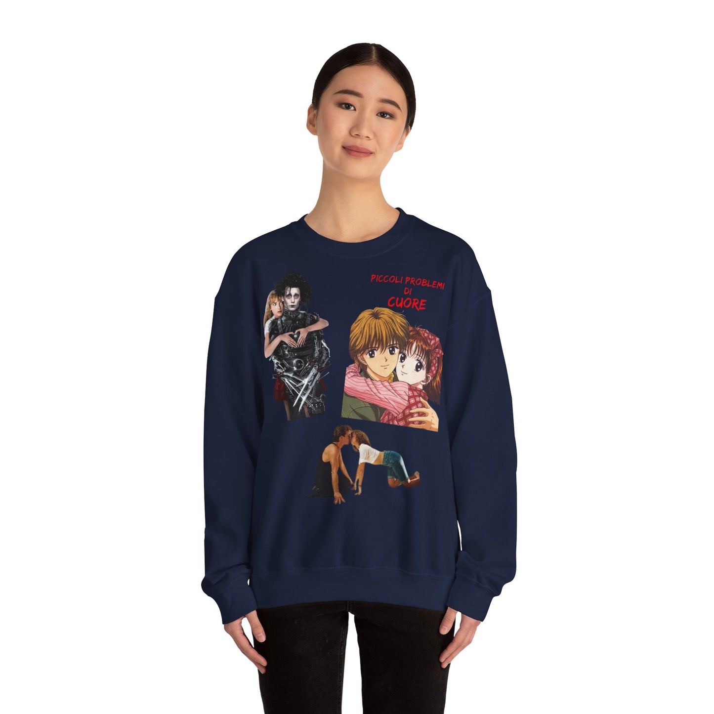 Felpa Unisex anni 90 Anime Collage Crewneck Sweatshirt — Retro Romance & Gothic Art Graphic