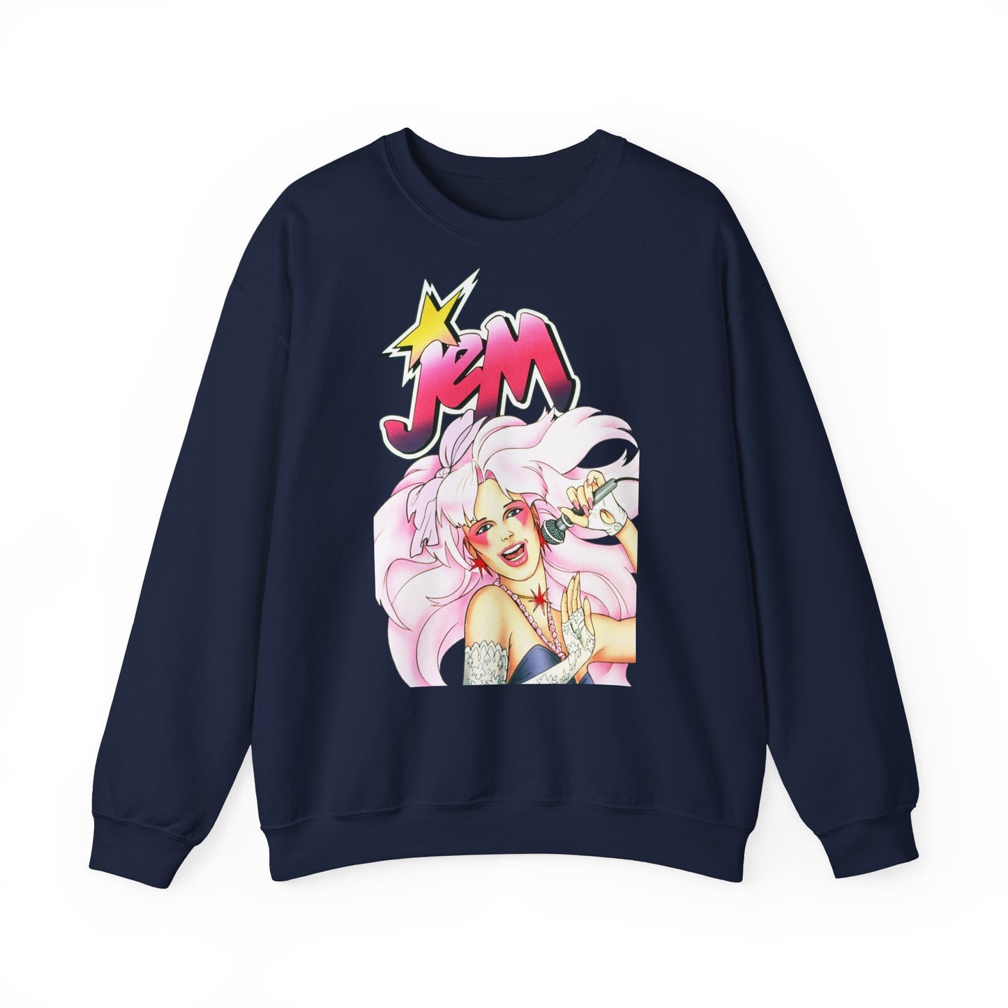 FELPA Jem & The Holograms Graphic Sweatshirt – Retro 80s Pink Cartoon Crewneck