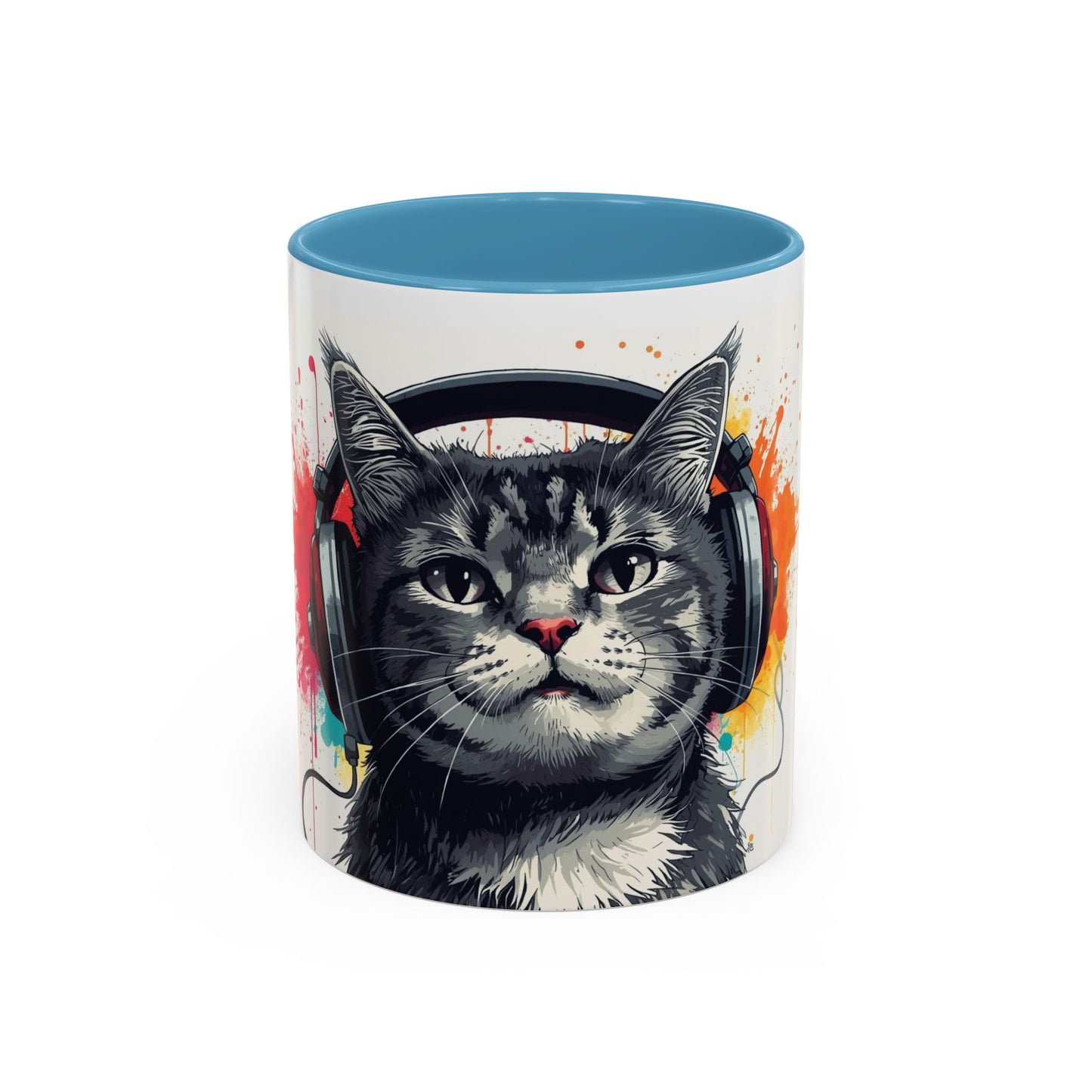 TAZZA Coffee Mug — Colorful Music Kitty Accent Mug (11/15oz)