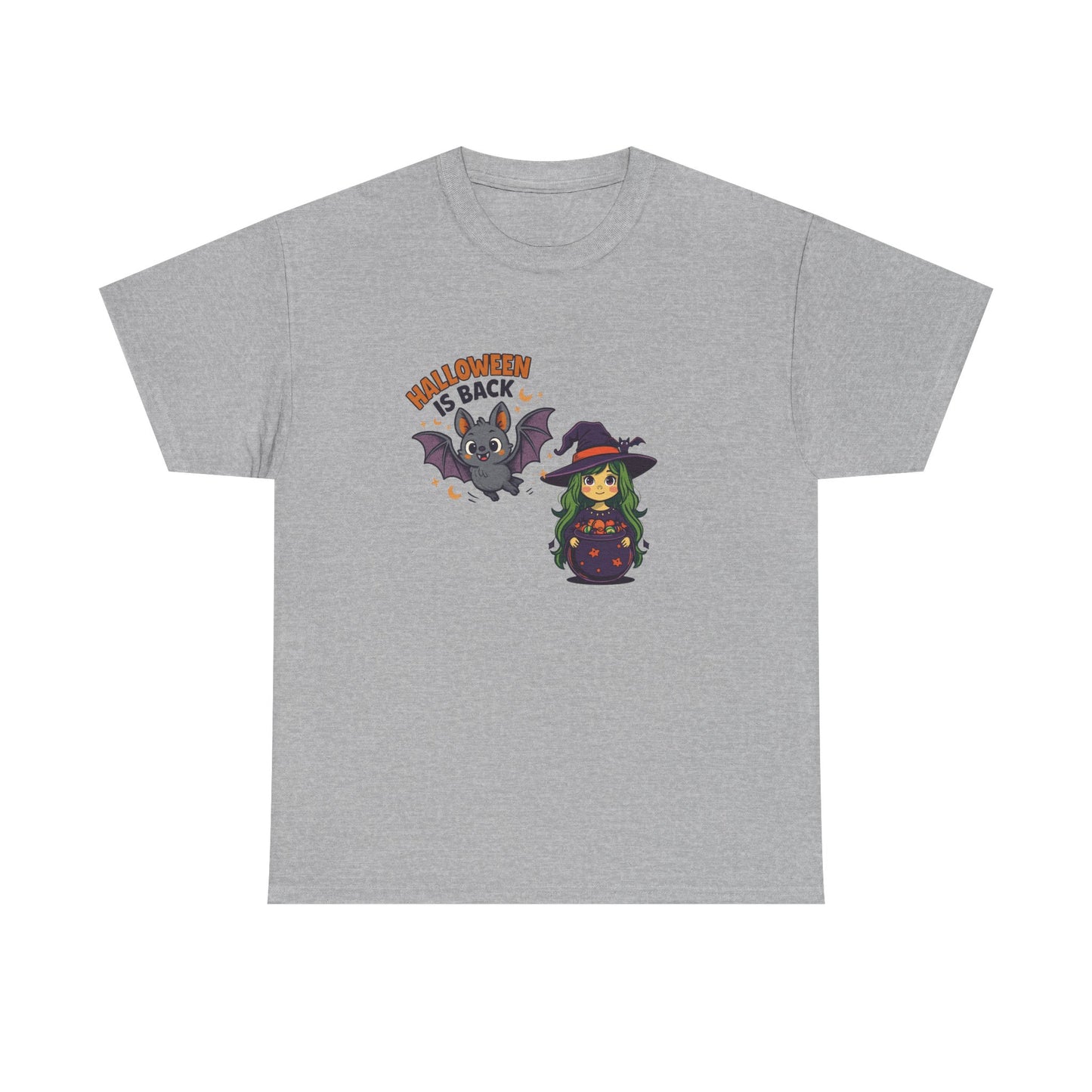 Maglietta strega di Halloween - Maglietta unisex in cotone pesante, Maglietta da strega carina, Maglietta con costume di Halloween, Abbigliamento spettrale, Maglietta "Dolcetto o scherzetto"