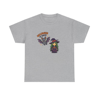 Maglietta strega di Halloween - Maglietta unisex in cotone pesante, Maglietta da strega carina, Maglietta con costume di Halloween, Abbigliamento spettrale, Maglietta "Dolcetto o scherzetto"