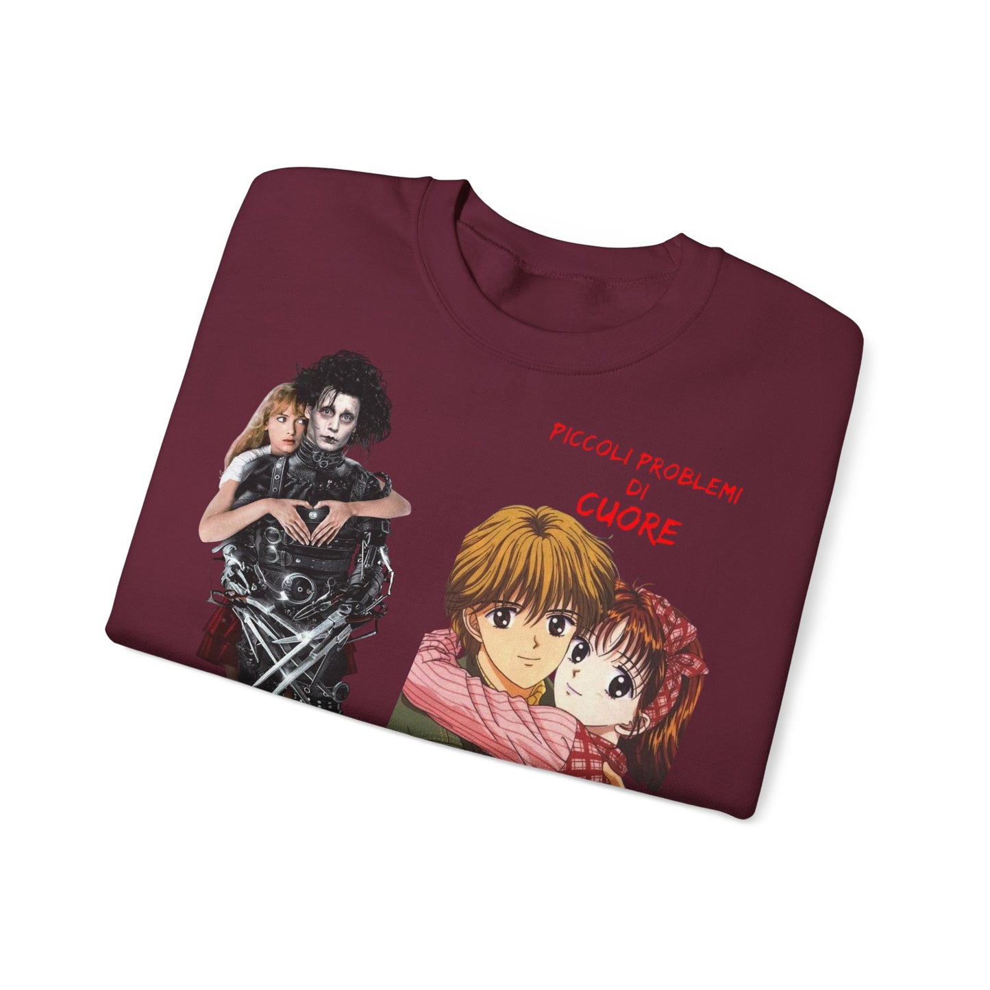 Felpa Unisex anni 90 Anime Collage Crewneck Sweatshirt — Retro Romance & Gothic Art Graphic