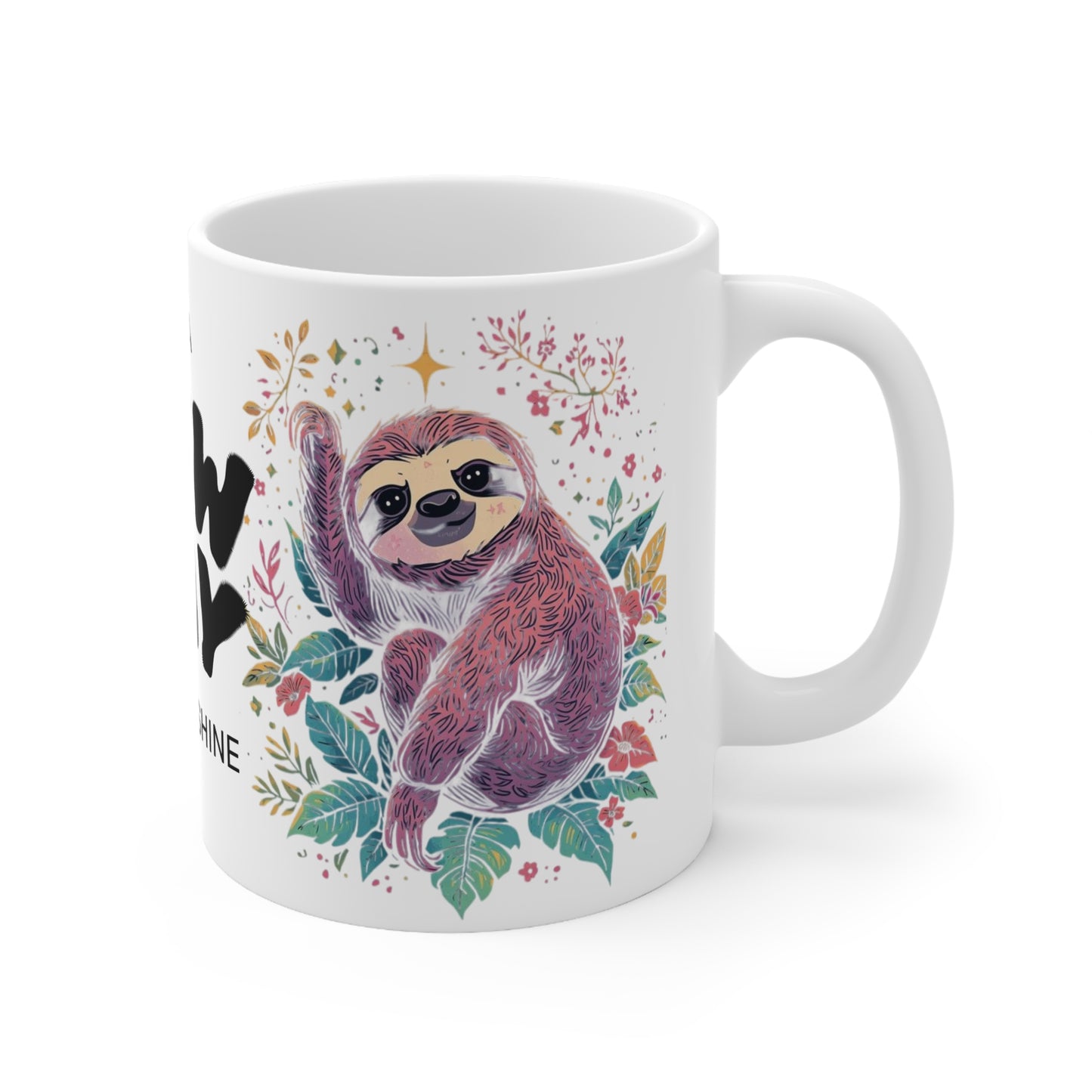 Tazza da caffè in ceramica con dolce bradipo | Tazza motivazionale per gli amanti del caffè, regalo per lei, arredamento per l'ufficio, nuovo giorno