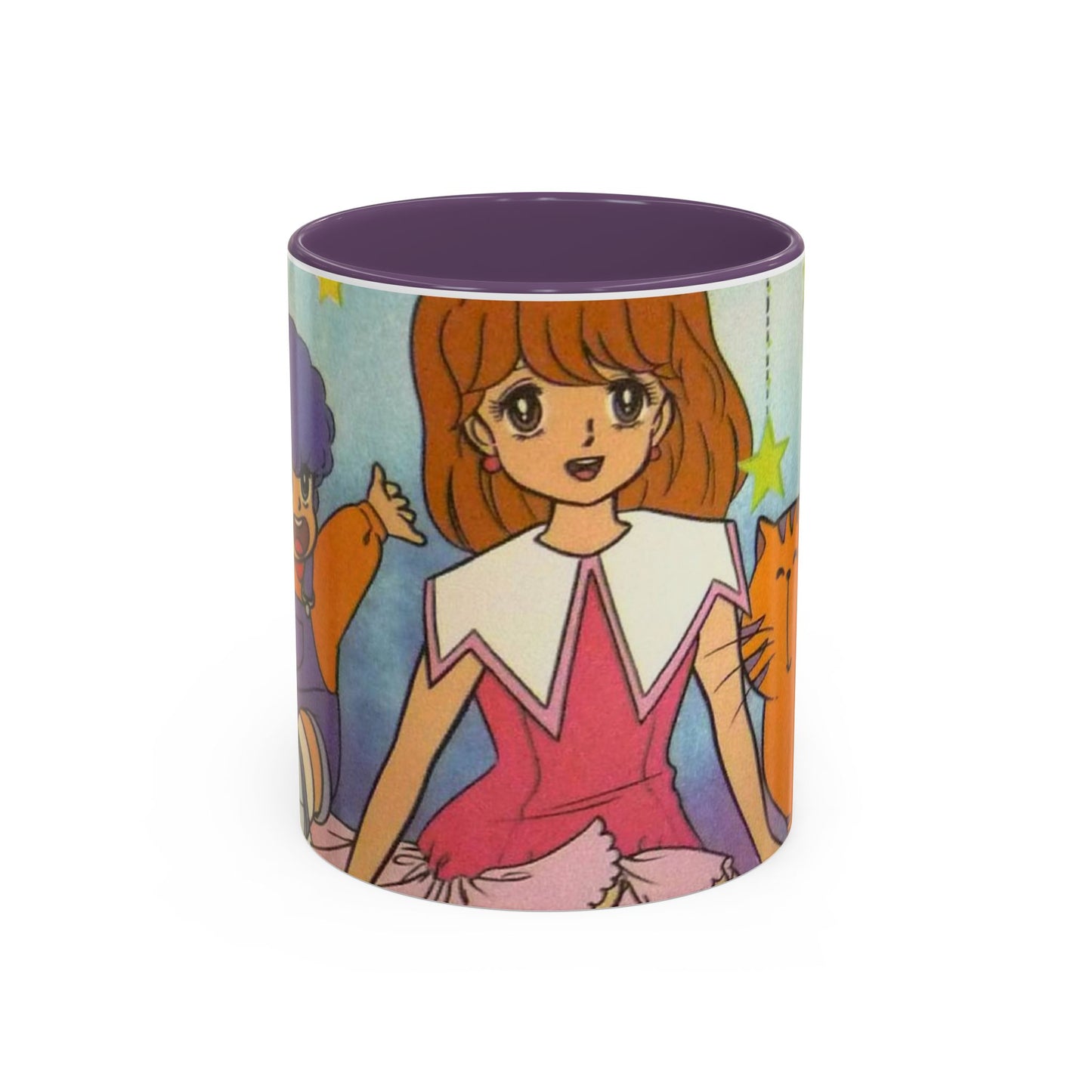 Tazza Kiss me Licia-Kawaii Girl & Cat Accent Coffee Mug – Cute Anime Retro Illustration (11/15oz)