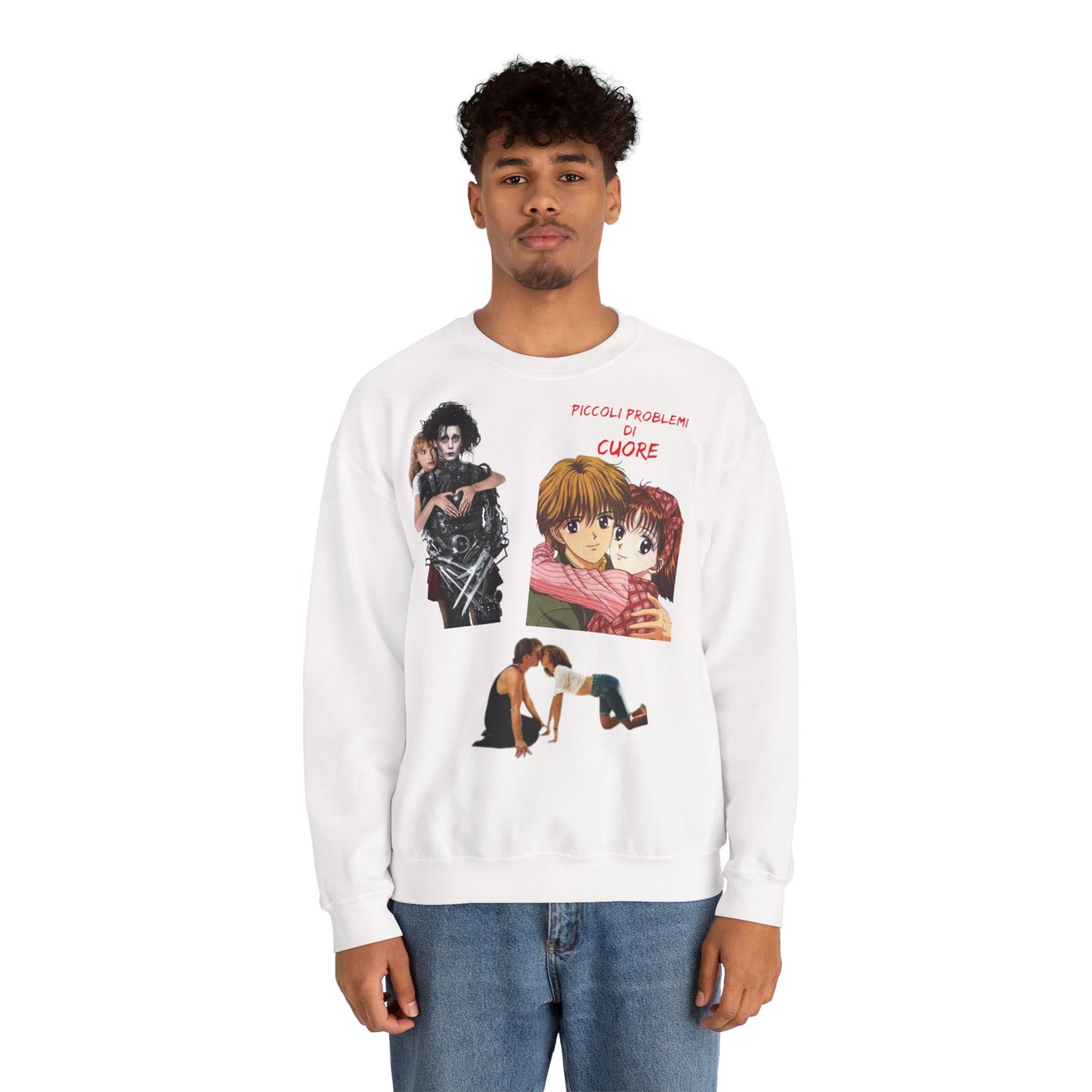 Felpa Unisex anni 90 Anime Collage Crewneck Sweatshirt — Retro Romance & Gothic Art Graphic