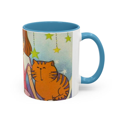 Tazza Kiss me Licia-Kawaii Girl & Cat Accent Coffee Mug – Cute Anime Retro Illustration (11/15oz)