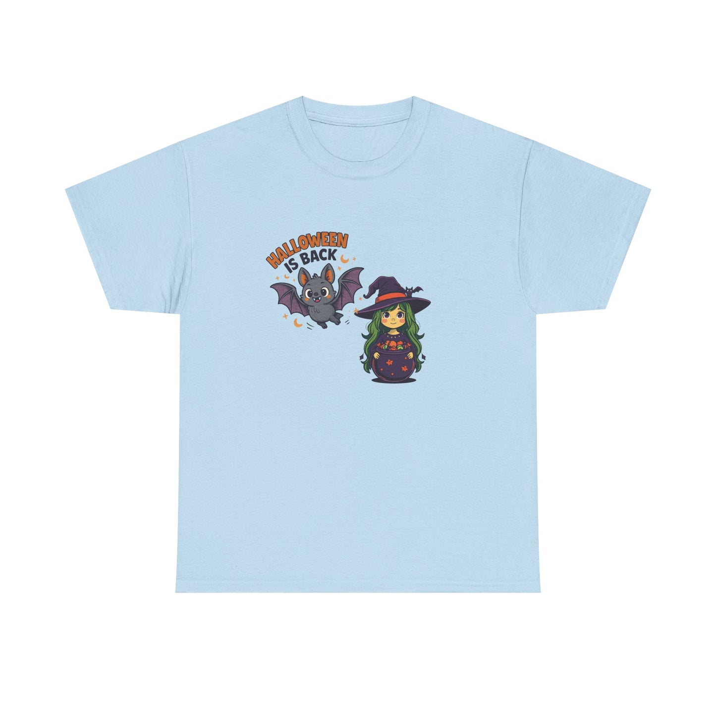 Maglietta strega di Halloween - Maglietta unisex in cotone pesante, Maglietta da strega carina, Maglietta con costume di Halloween, Abbigliamento spettrale, Maglietta "Dolcetto o scherzetto"