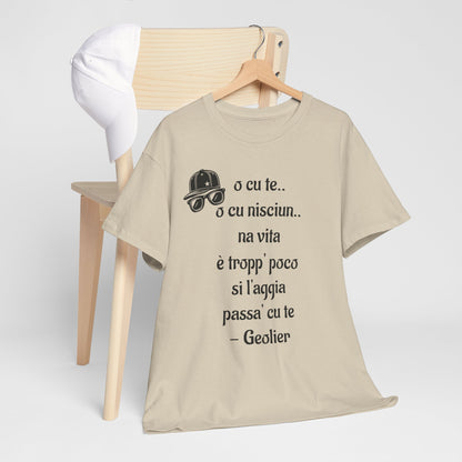 Maglietta unisex con citazione Geolier, maglietta ispiratrice, abbigliamento casual, regalo per gli amanti della musica, maglietta grafica alla moda