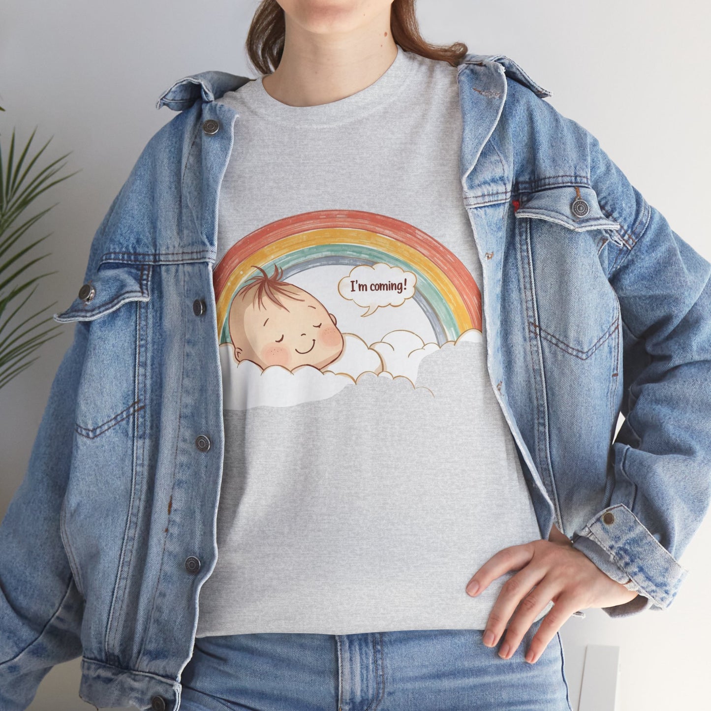 T-Shirt Premom Rainbow Baby I'M Coming