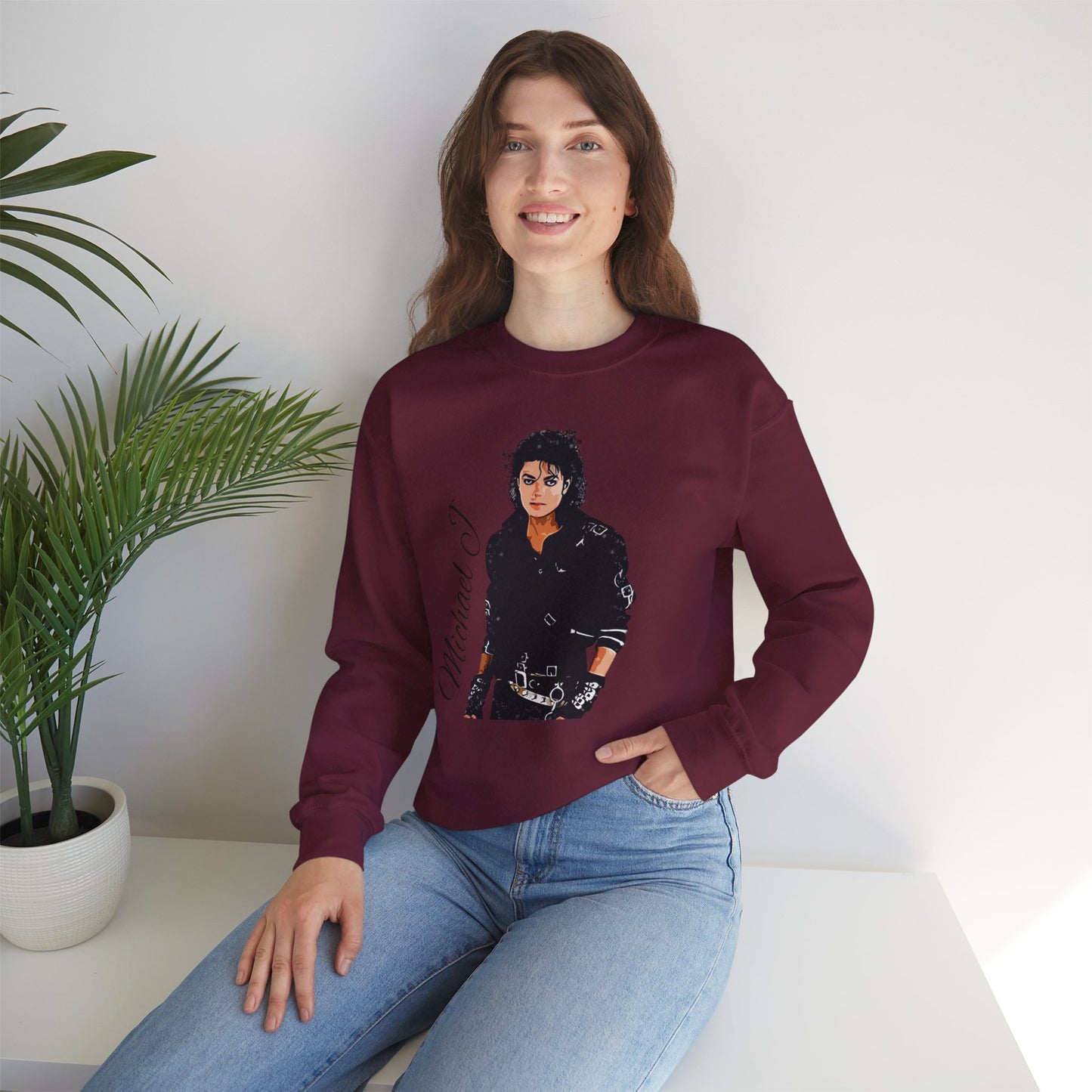 Felpa Michael J - Graphic Crewneck Sweatshirt — Retro Pop Icon Portrait