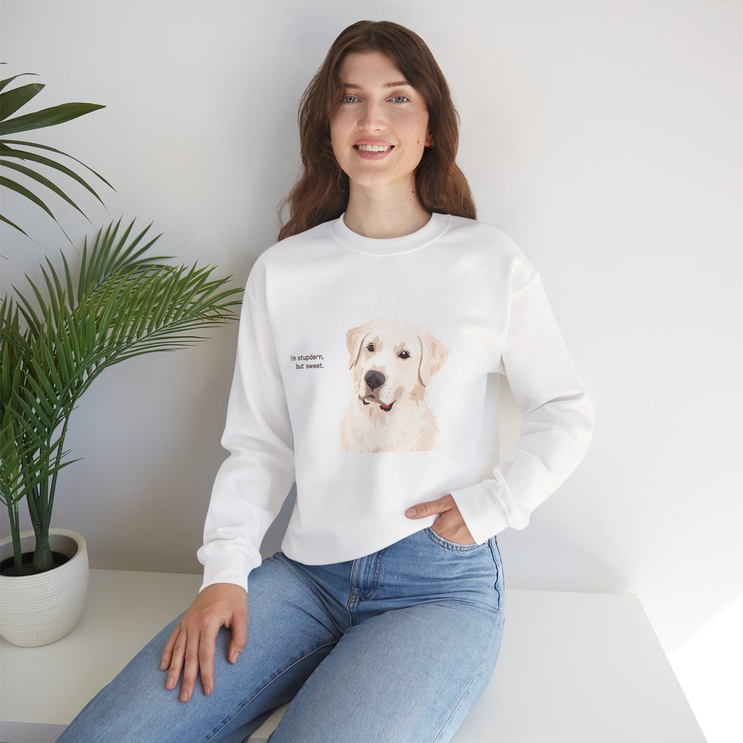 FELPA GIROCOLLO - SONO TESTARDO MA DOLCE Cute Dog Quote Crewneck Sweatshirt
