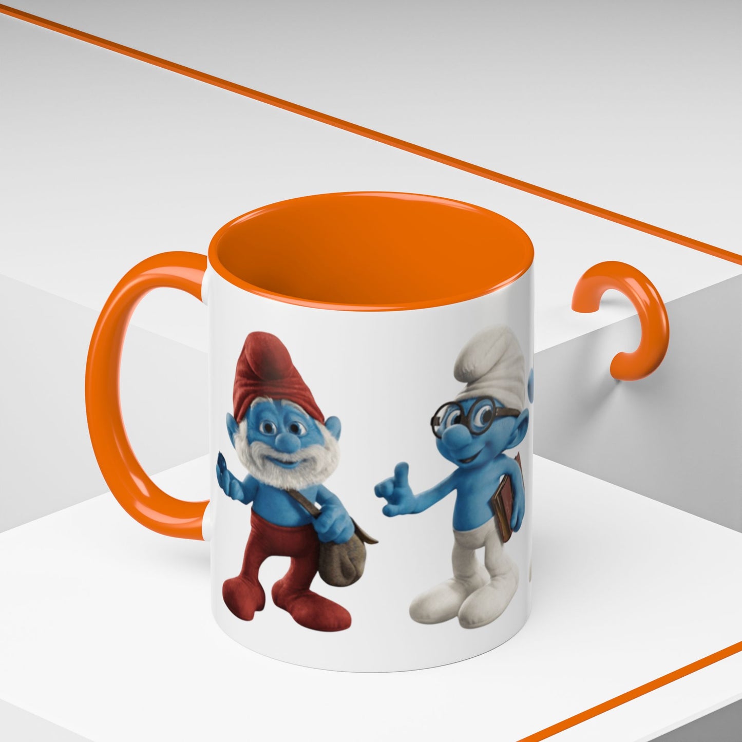 TAZZA PUFFI 3D - Smurf Characters Accent Coffee Mug (11/15oz) — Blue Cartoon Family Coffee Cup