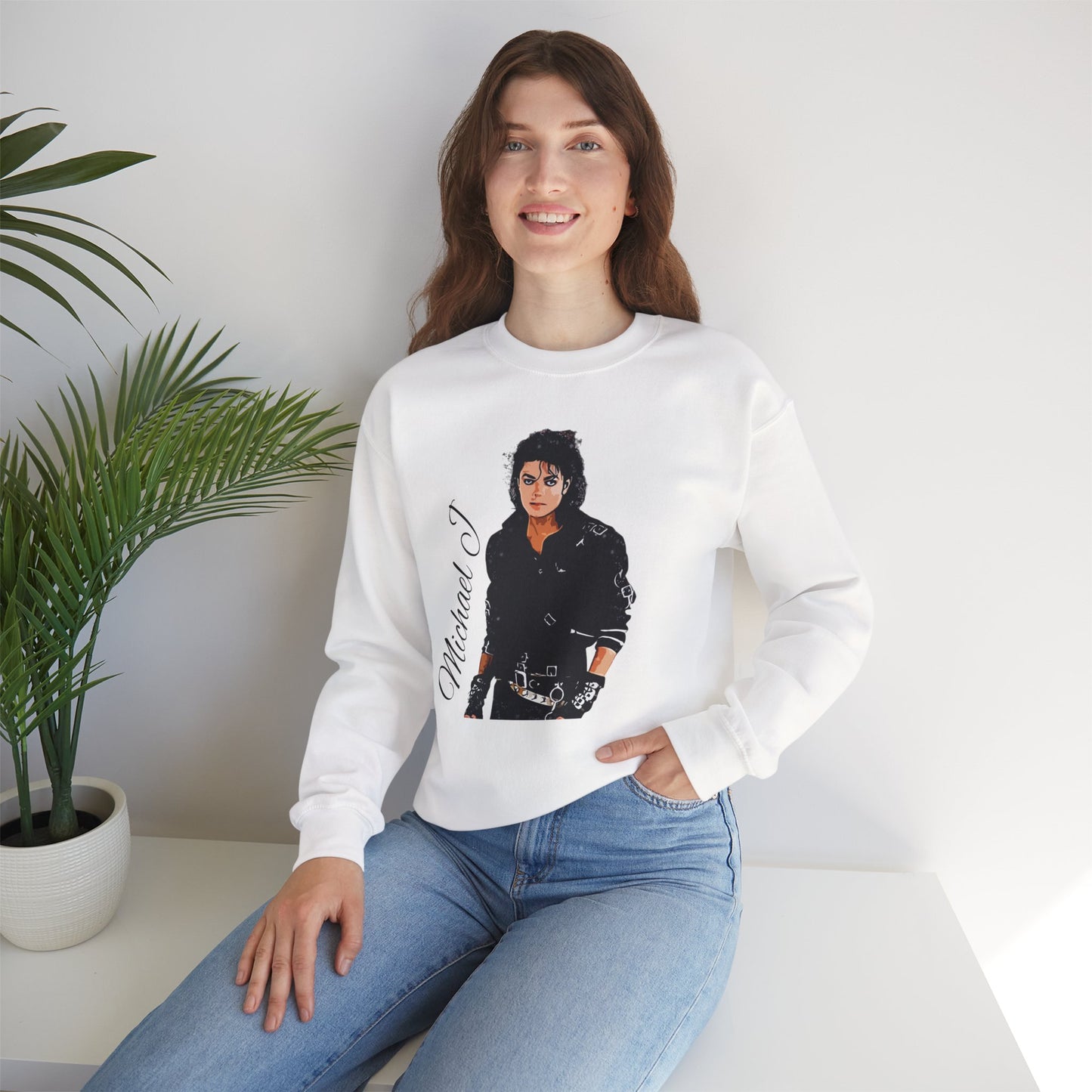 Felpa Michael J - Graphic Crewneck Sweatshirt — Retro Pop Icon Portrait