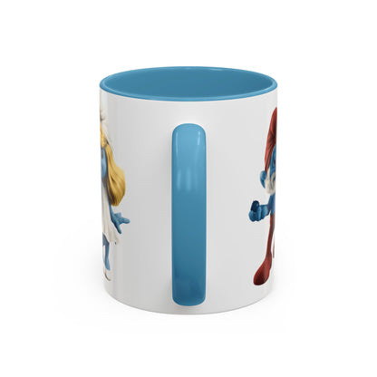 TAZZA PUFFI 3D - Smurf Characters Accent Coffee Mug (11/15oz) — Blue Cartoon Family Coffee Cup