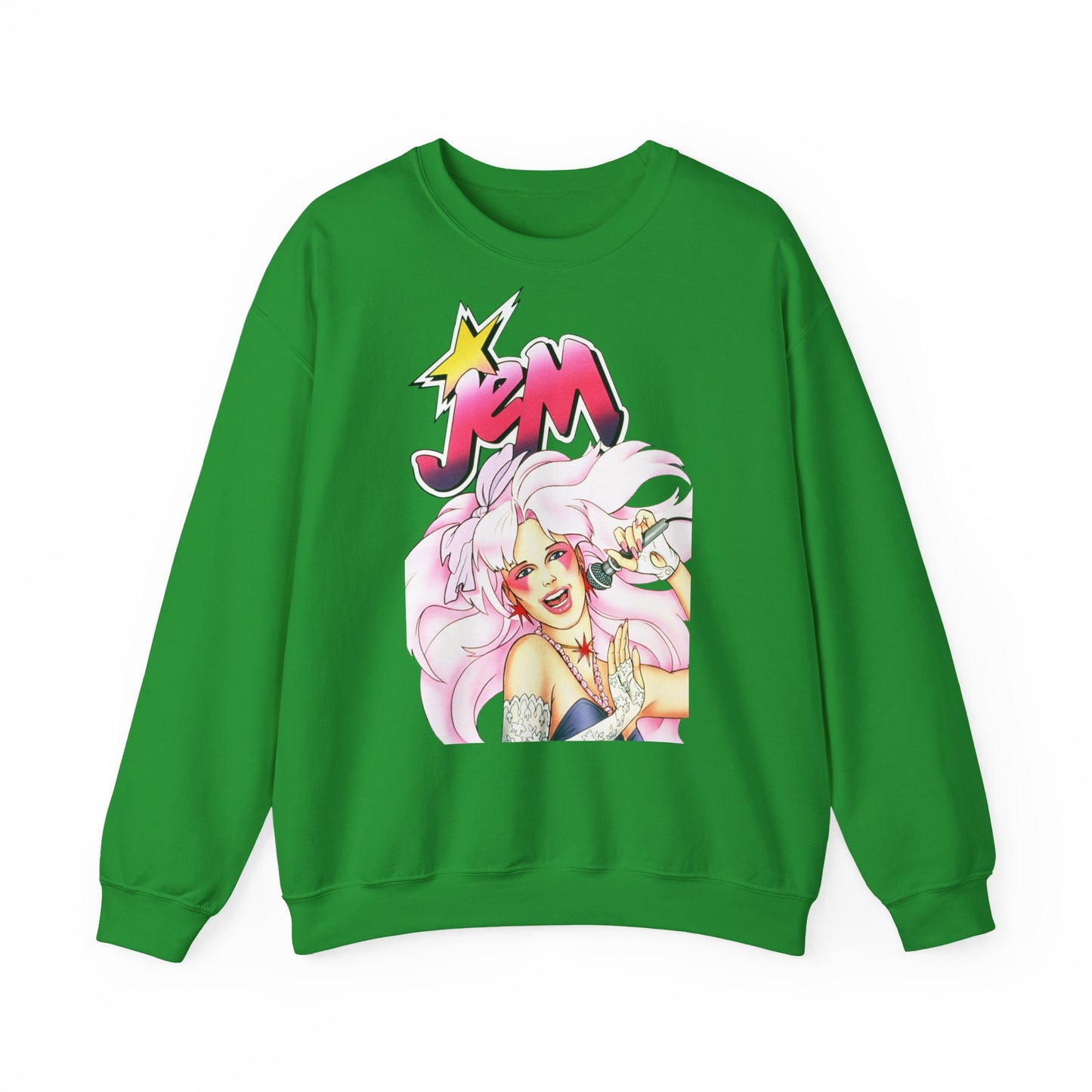 FELPA Jem & The Holograms Graphic Sweatshirt – Retro 80s Pink Cartoon Crewneck
