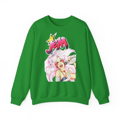 FELPA Jem & The Holograms Graphic Sweatshirt – Retro 80s Pink Cartoon Crewneck