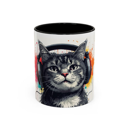 TAZZA Coffee Mug — Colorful Music Kitty Accent Mug (11/15oz)